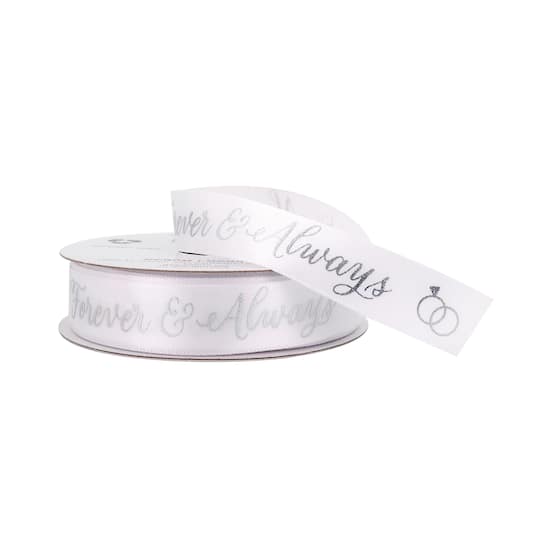5/8'' x 7yd. Satin Foil Forever Ribbon by Celebrate It®